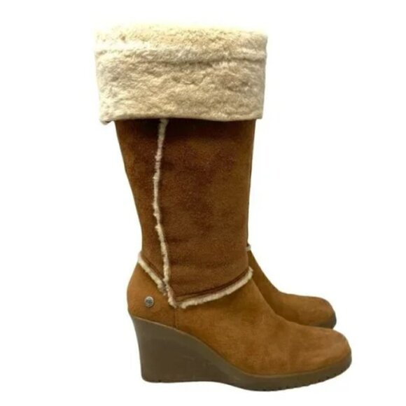 UGG Australia Sandra Knee High Chestnut Sheepskin Boots - Size 7 - Picture 3 of 14